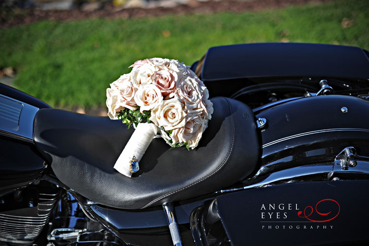 Eaglewood Resort & Spa Itasca, Illinois wedding fun Harley Davidson Bride and Groom unique photos first look (3)