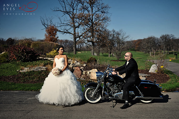 Harley-Davidson wedding photo Angel Eyes photography Chicago