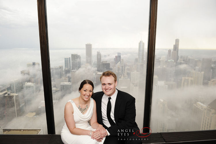 The Signature room at the 95th,  John Hancock Tower,  Chicago downtown skyline wedding photos  (20)