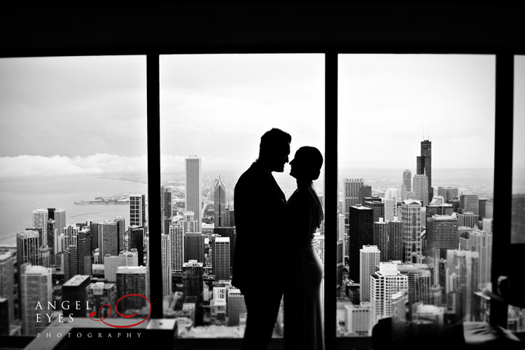 The Signature room at the 95th,  John Hancock Tower,  Chicago downtown skyline wedding