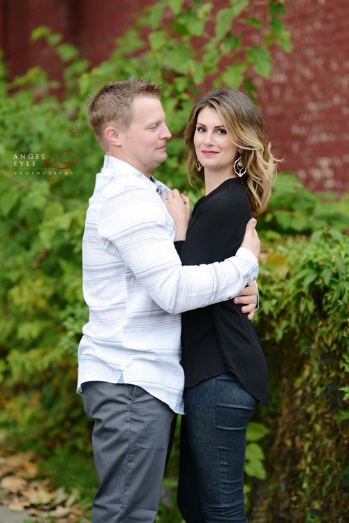 Fire fighter engagement session, photo shoot with fire truck, fireman engagement photos  (4)