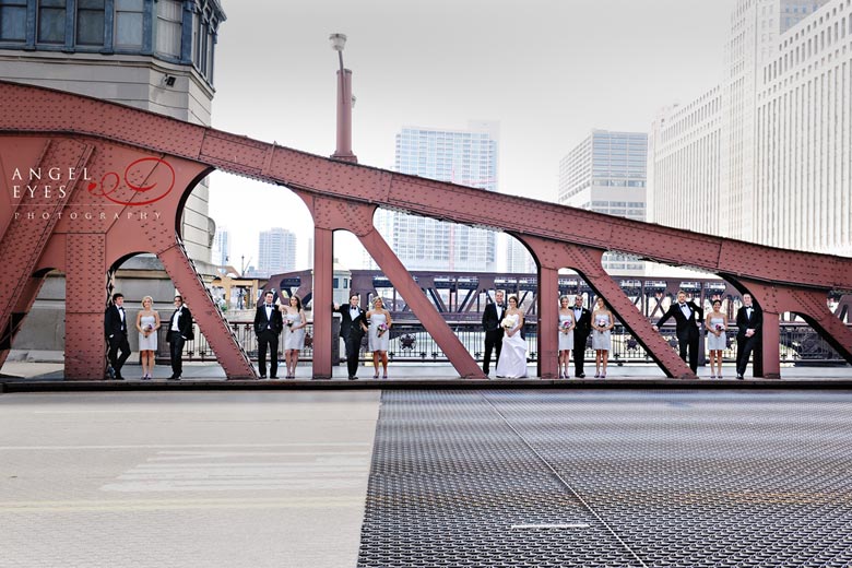 Chicago Bridges wedding party photo