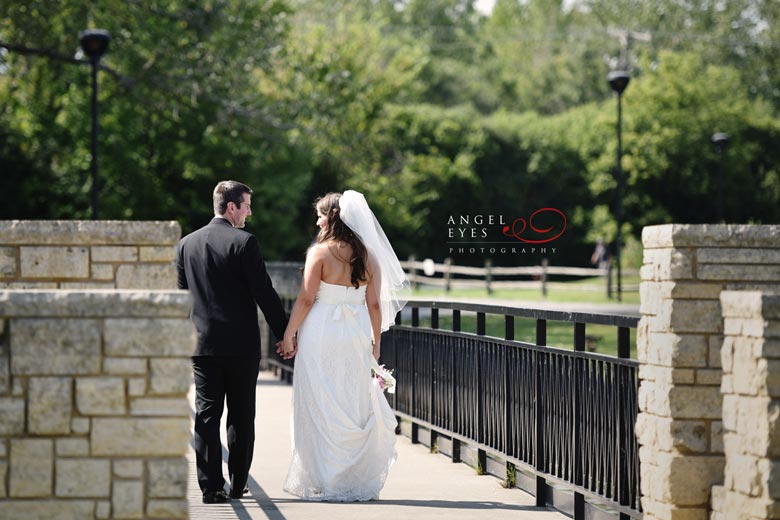 Summer wedding, Bride and Groom walking