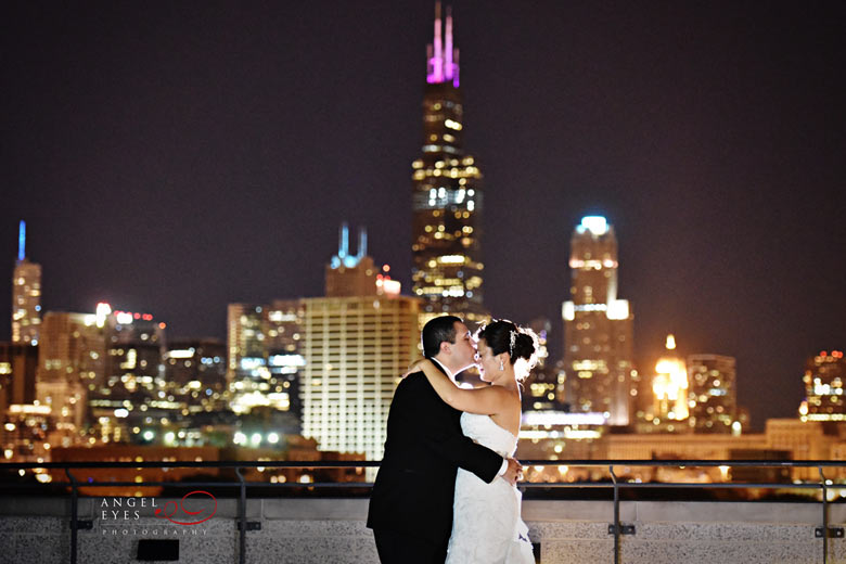 National-Italian-American-Sports-Hall-of-Fame-wedding,--Chicago-night-time-skyline-photo