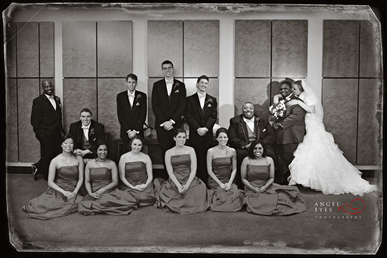 Bridal party in B&W, wedding party photos black and white