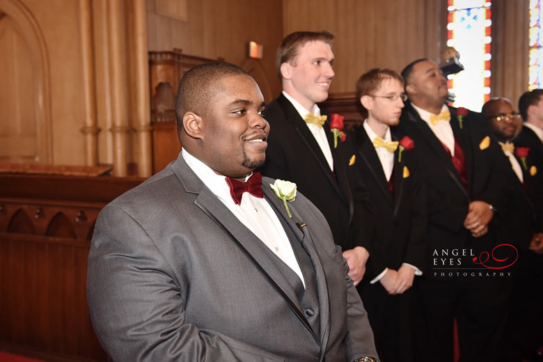 Groom's reaction to seeing the Bride, Naperville wedding (1)