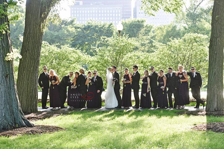 Grant Park wedding photos, Bridal party fun pictures