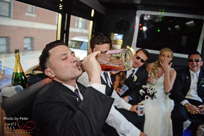 Party bus wedding photos