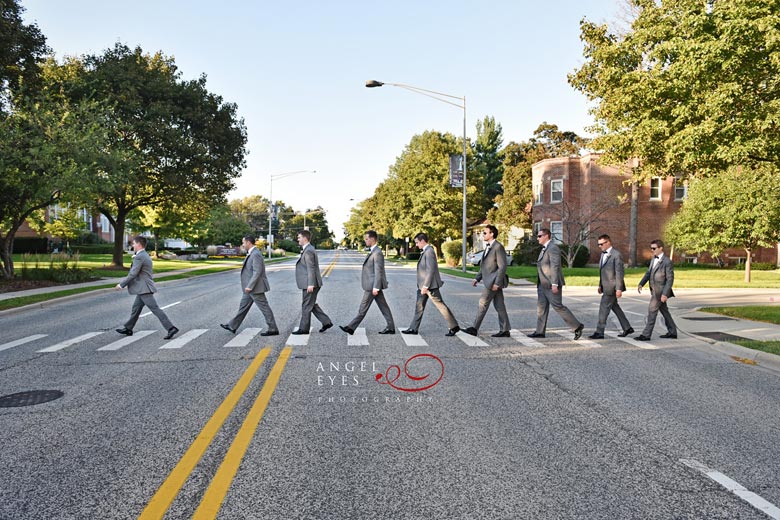 groomsment-group-photo-abby-road-style-crosswalk-arlington-heights-wedding-photographer